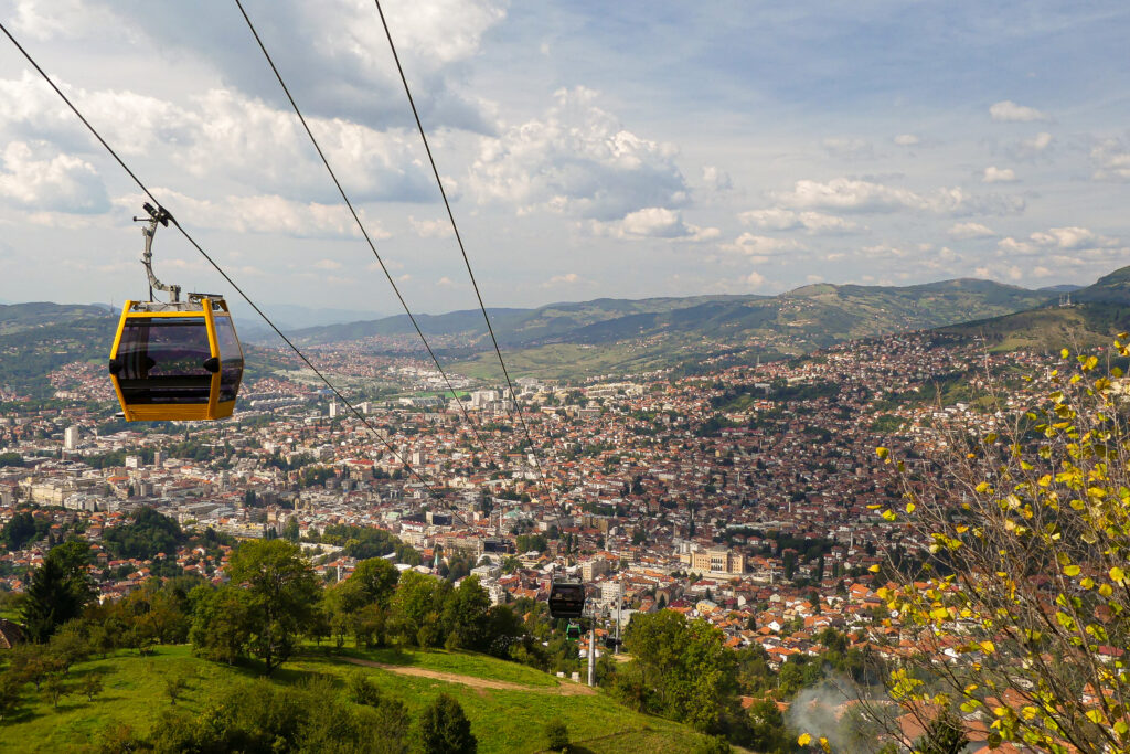 Trebević cable car above Sarajevo, Bosnia and Herzegovina